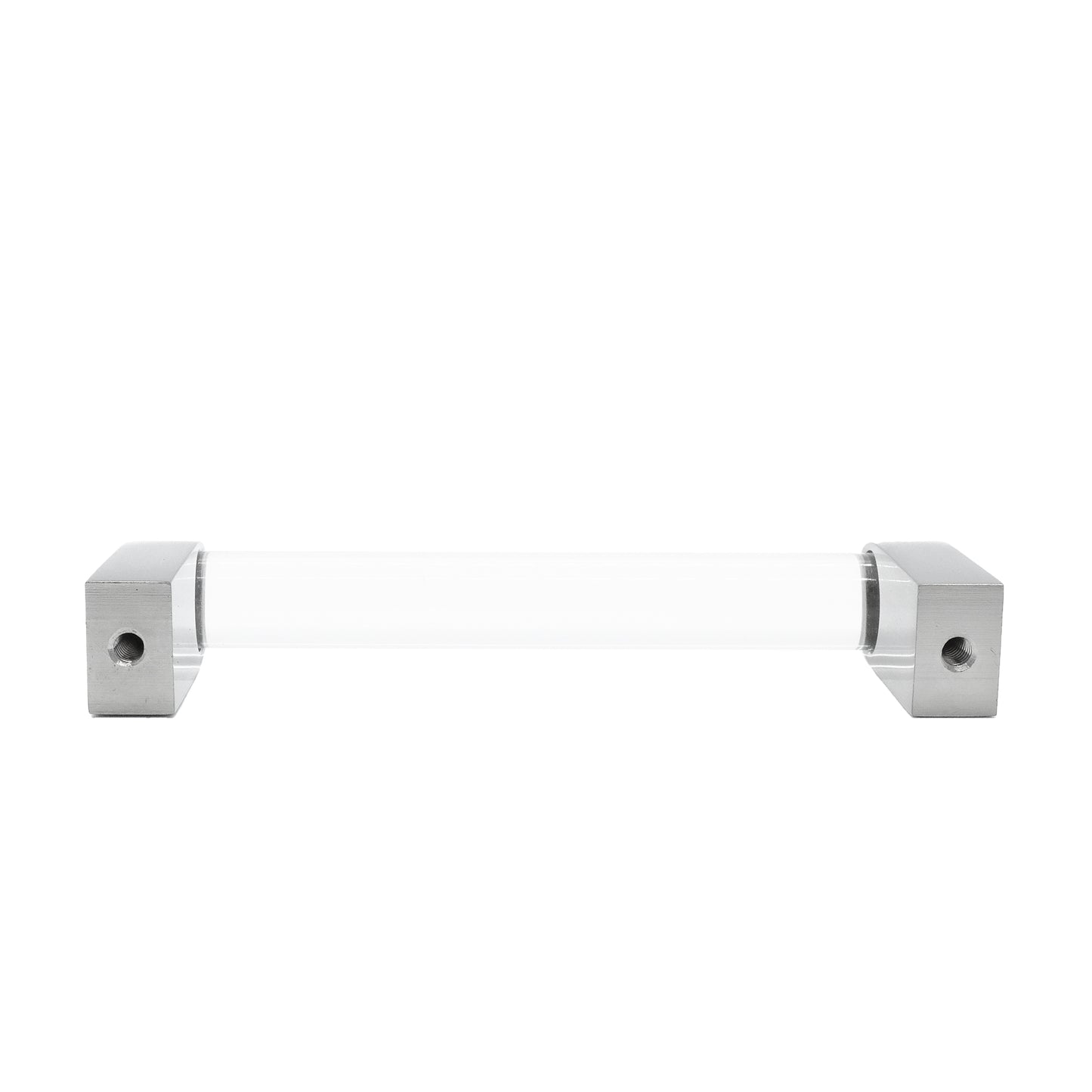 Clarity pull with clear acrylic and satin nickel - minimal solid brass handle with rounded bar
