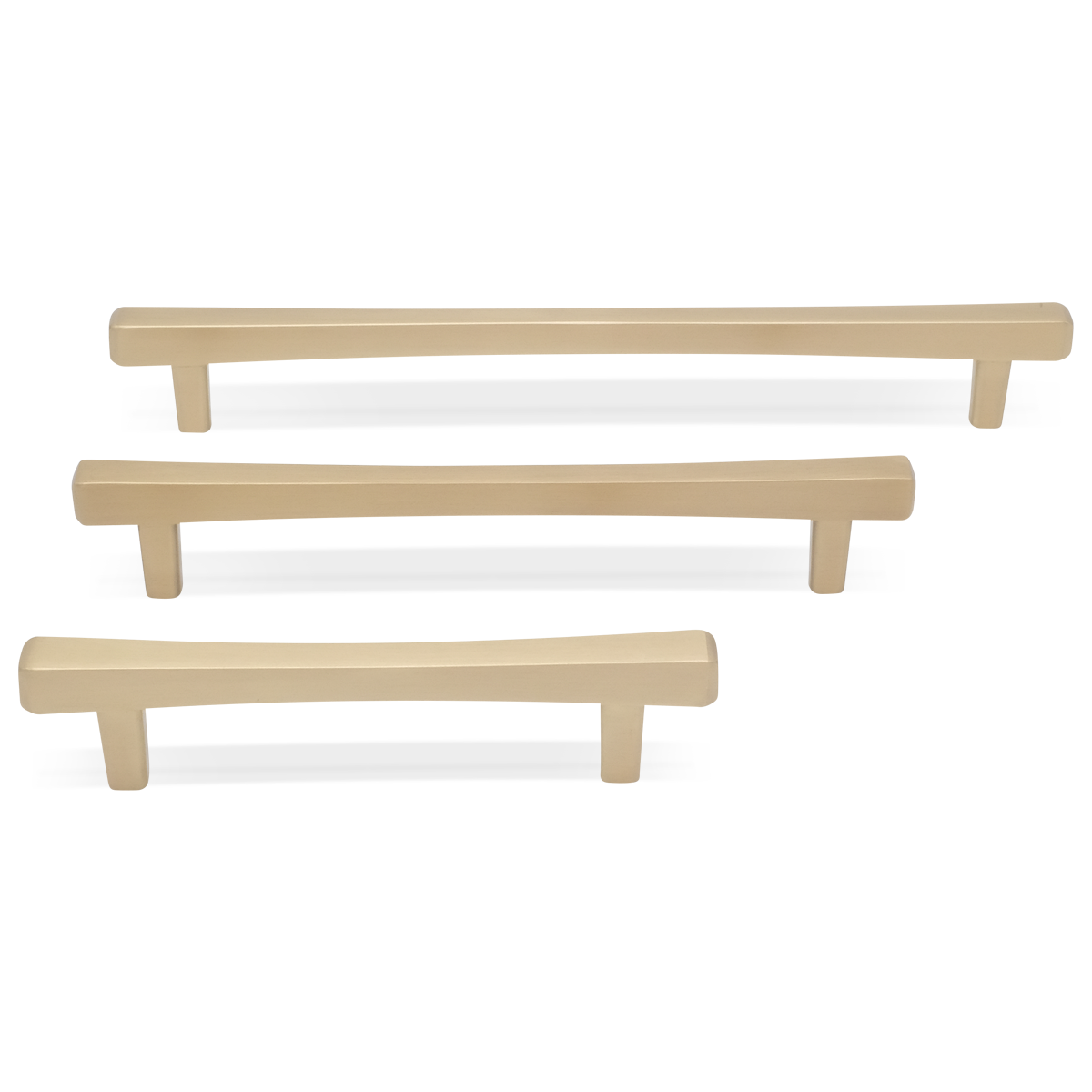 Diamond pulls in satin brass - modern shaped and crafted for timeless appeal
