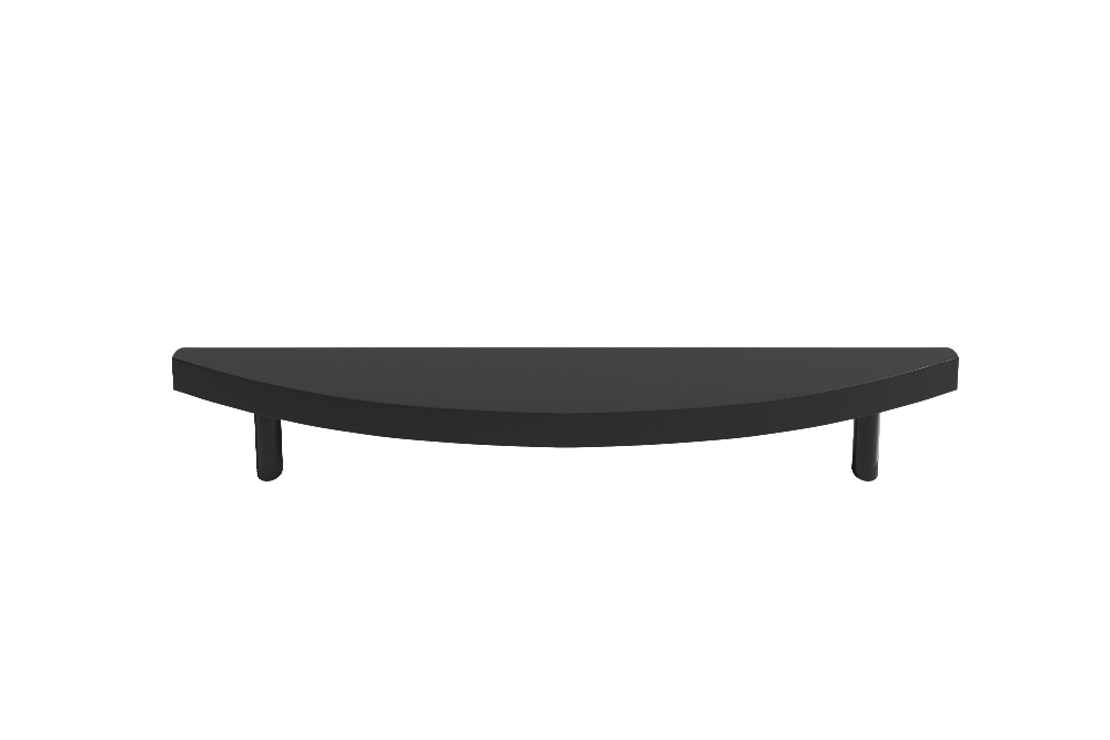 Minimal half moon cabinet pull in matte black with smooth design and straight lines