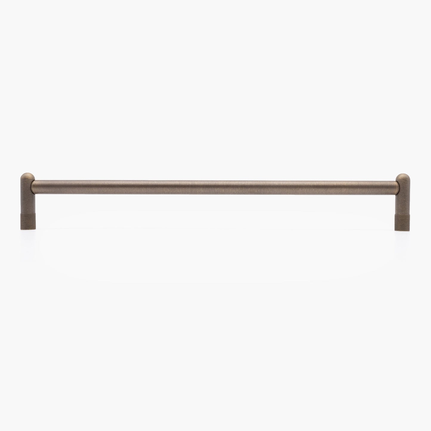 Knurled appliance pull in antique aged brass finish for timeless design