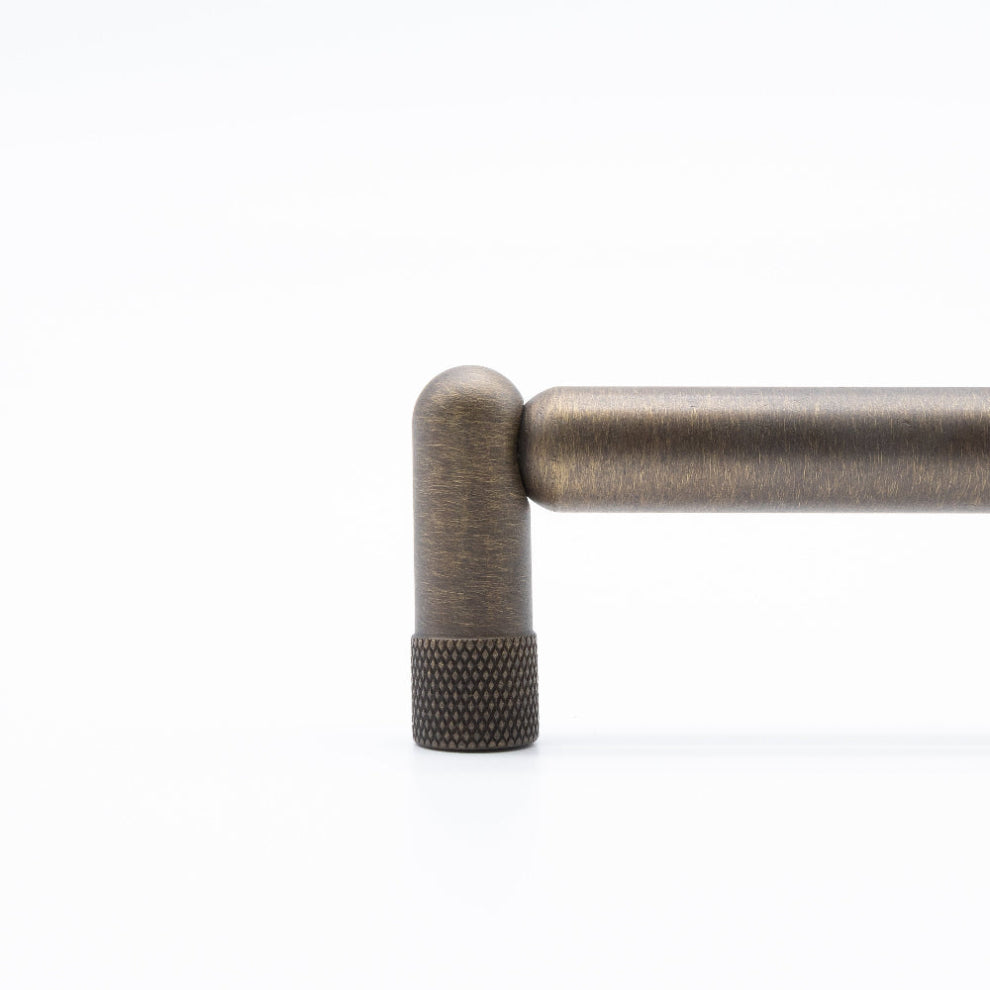 Knurled cabinet pull in aged brass - antique brass finish for white drawers