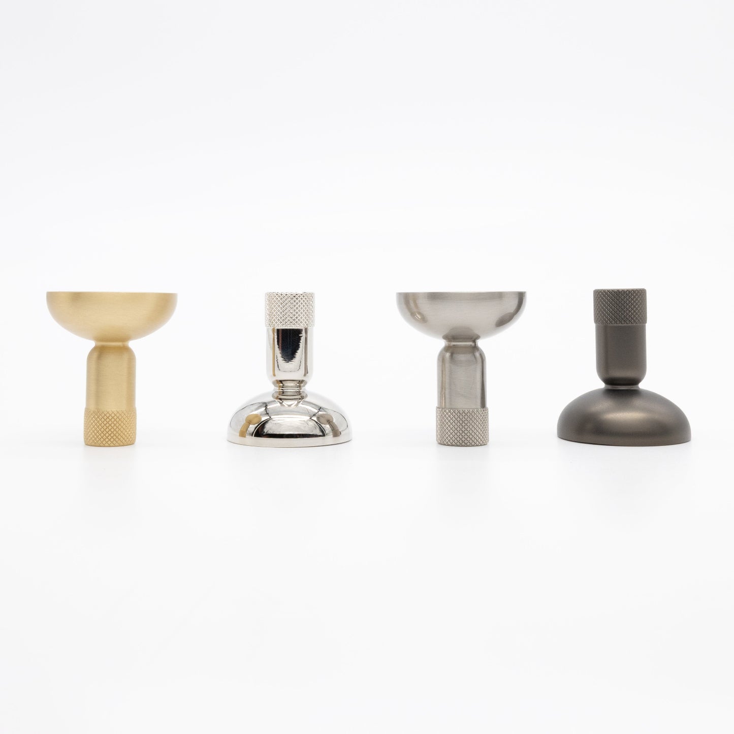 Knurled knobs in modern finishes - textured round knob with bar stem