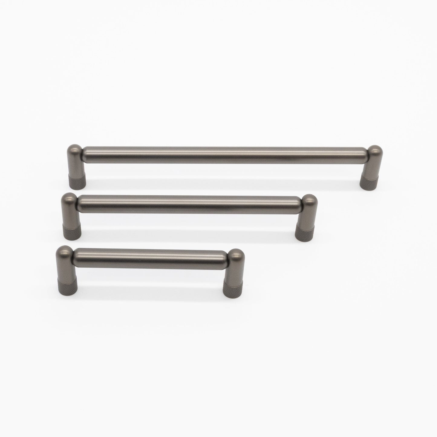 Knurled pull in graphite - contemporary rounded handles for modern cabinets