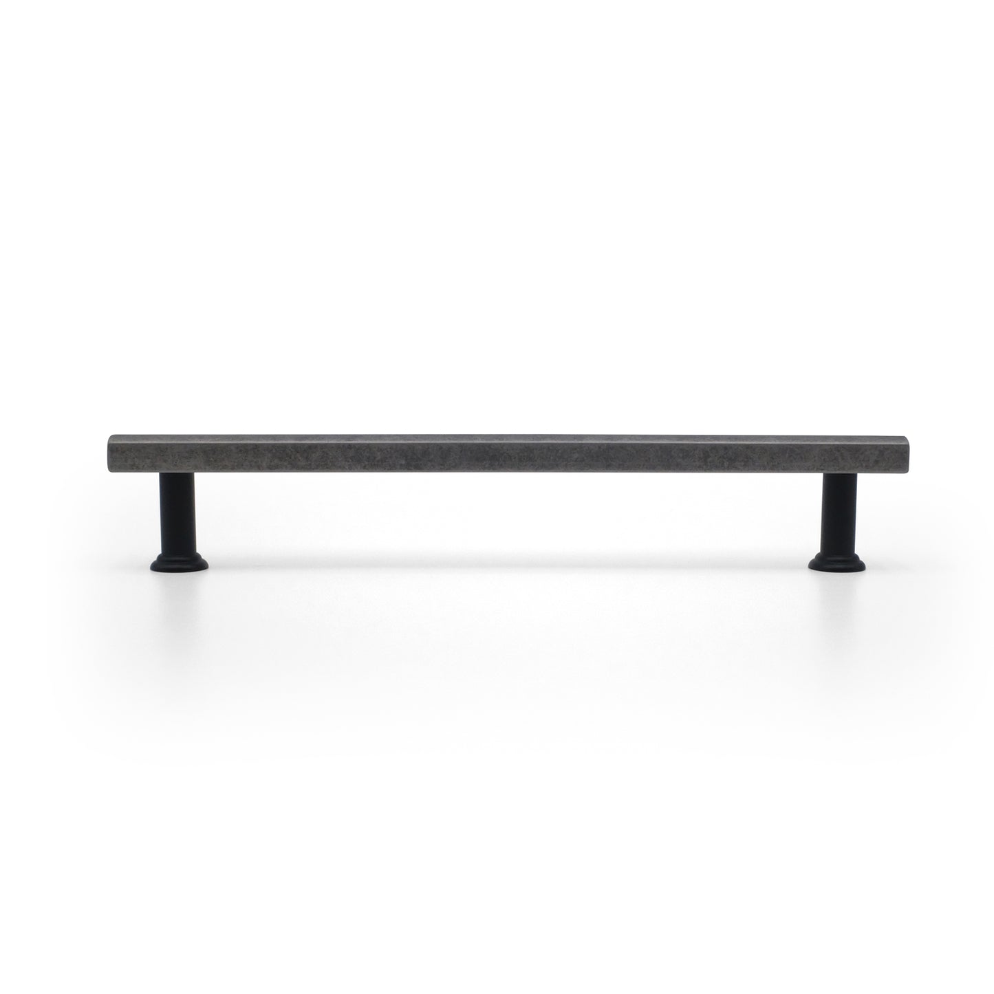 Mod appliance pull with square bar and rounded features in weathered nickel and matte black