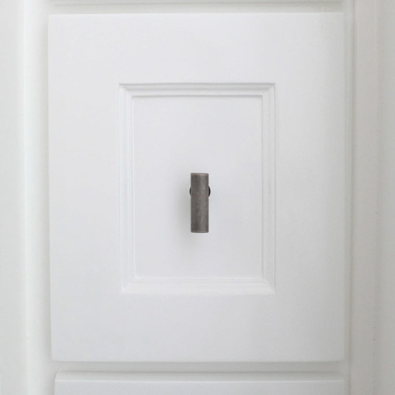 Mod cabinet t-knob in weathered nickel and matte black - modern sleek square handle