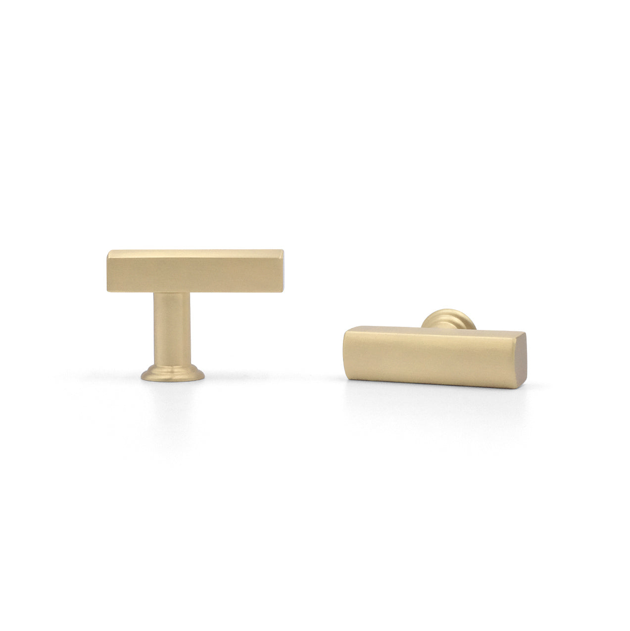 Mod t-knob in satin brass - modern angular crafted brass