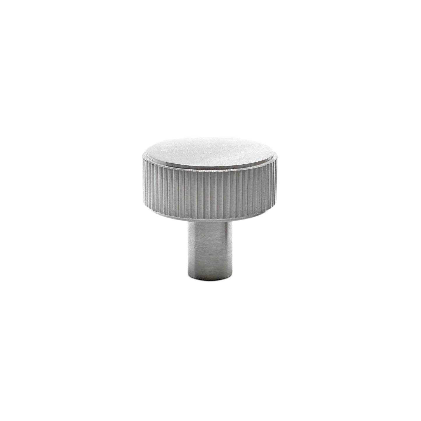 Textured ribbed knob in satin nickel contemporary hardware for modern cabinets