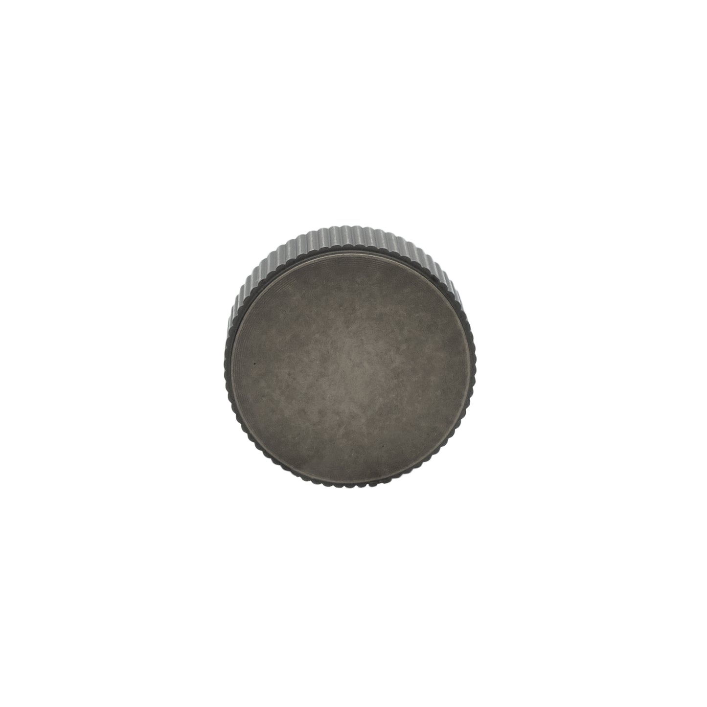 Modern round ribbed knob in weathered nickel made of solid brass and smooth touch