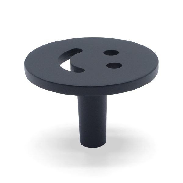 Smiley knob in matte black -modern knob for modern cabinets