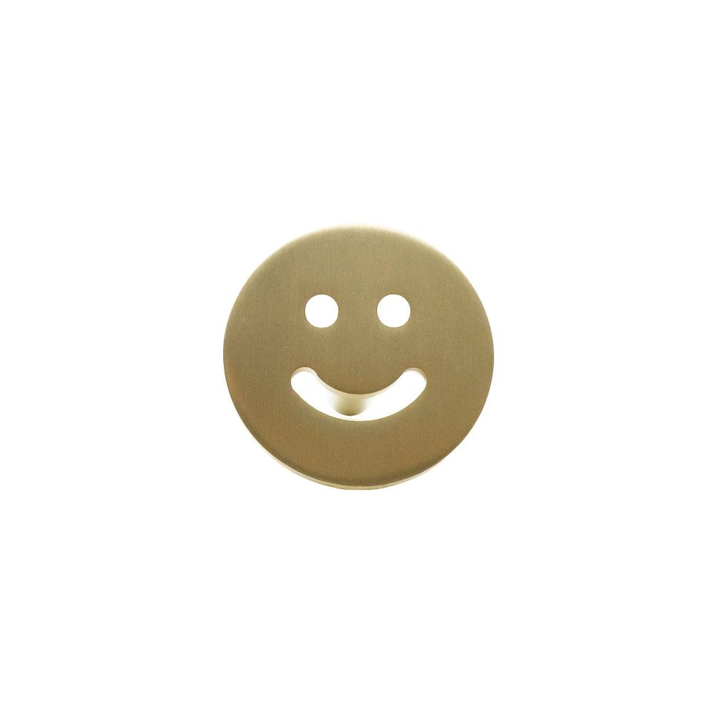 Smiley knob in satin brass - eccletic design for modern cabinets