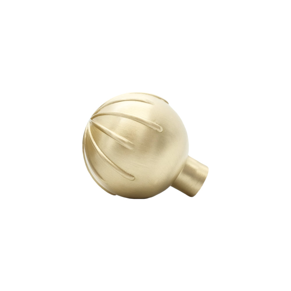 Sunburst knob in satin brass - modern sphere knob for cabinets