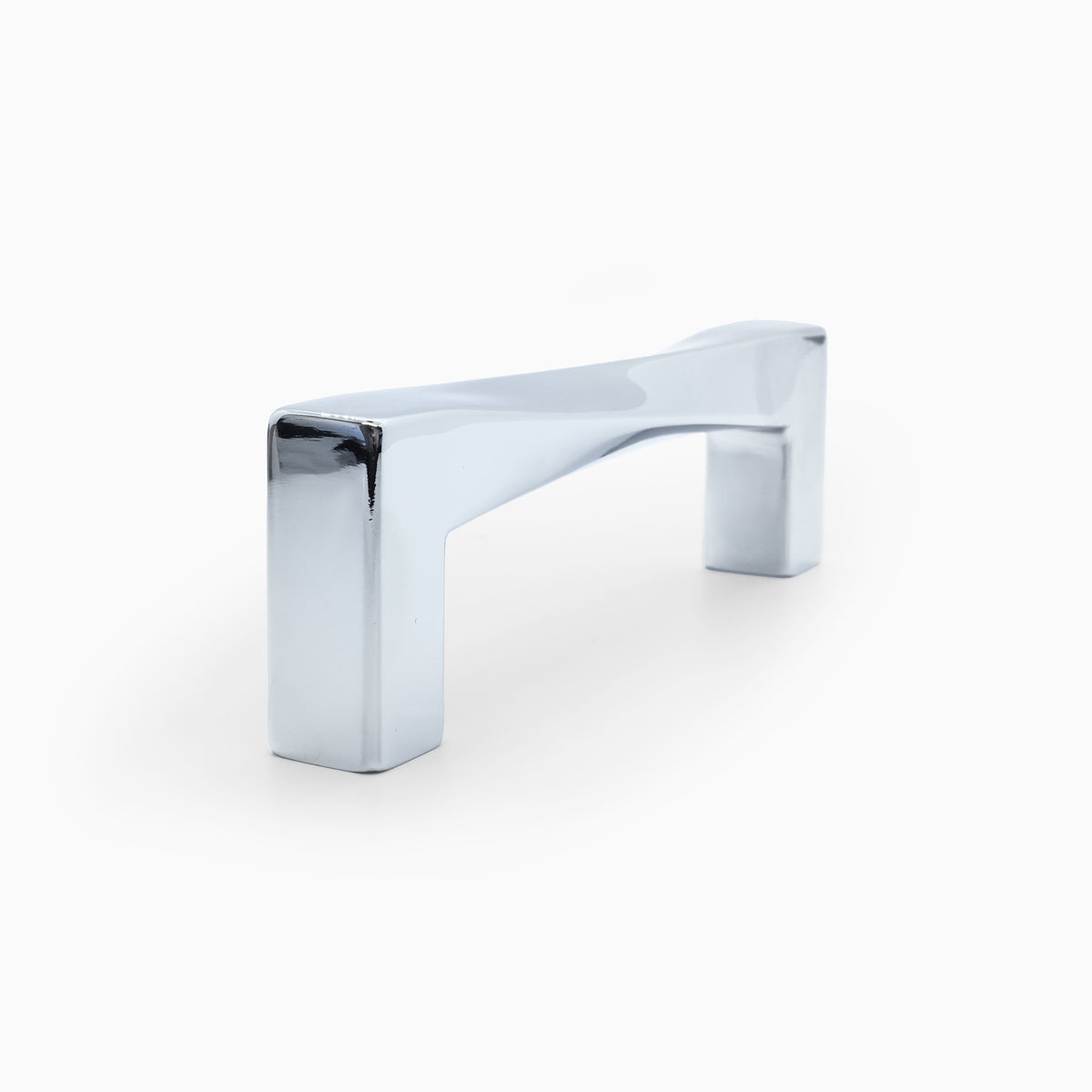 Twist cabinet pull in polished chrome for sleek modern cabinet faces in bathroom