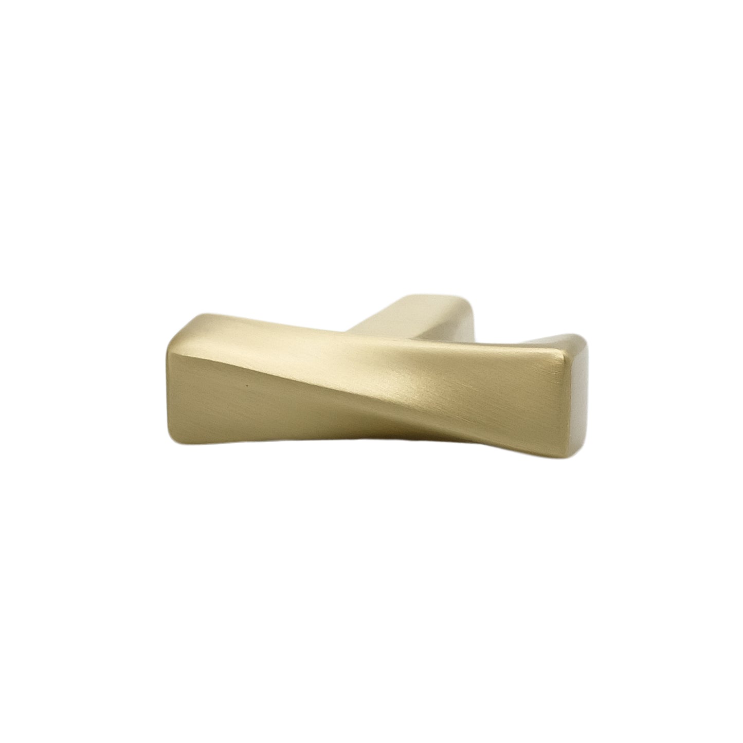 Twist t-knob in satin brass - solid brass handle with contemporary design