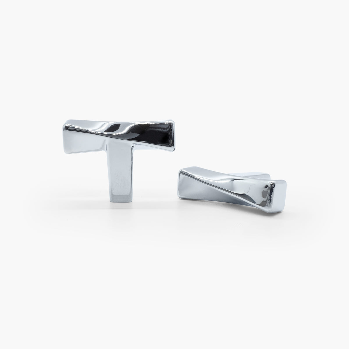 Twist t-knob in polished chrome for modern bathroom and vanity