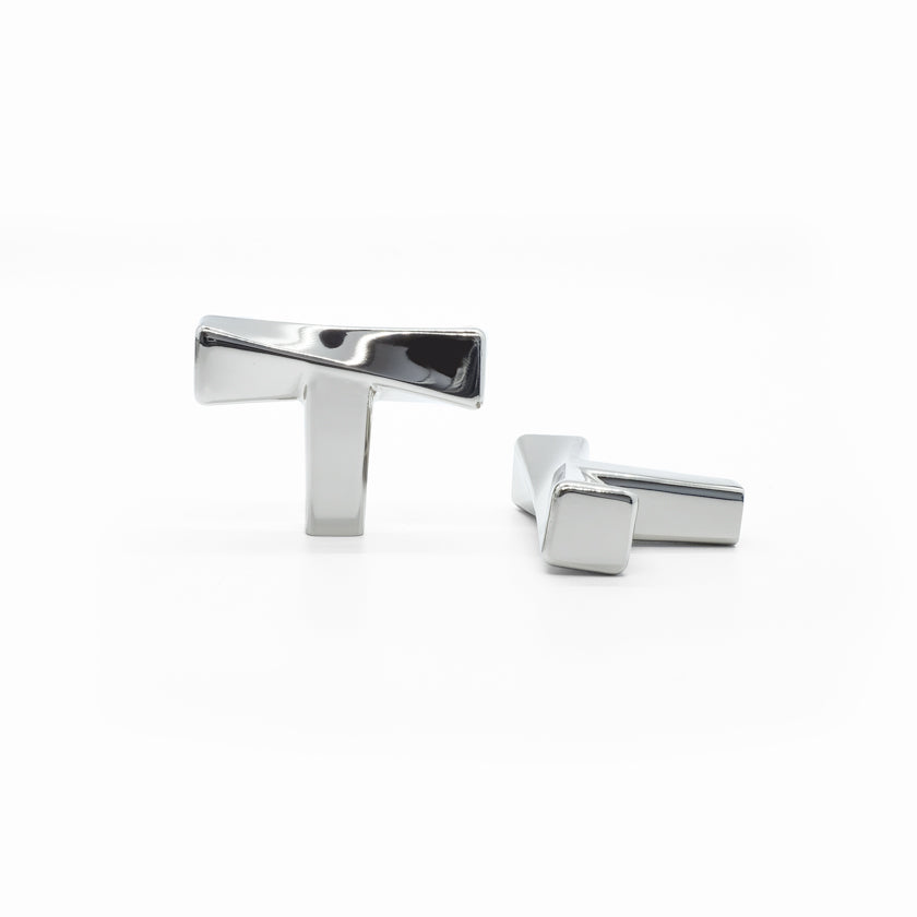 Twist T-knob in polished nickel - luxary modern hardware with quality