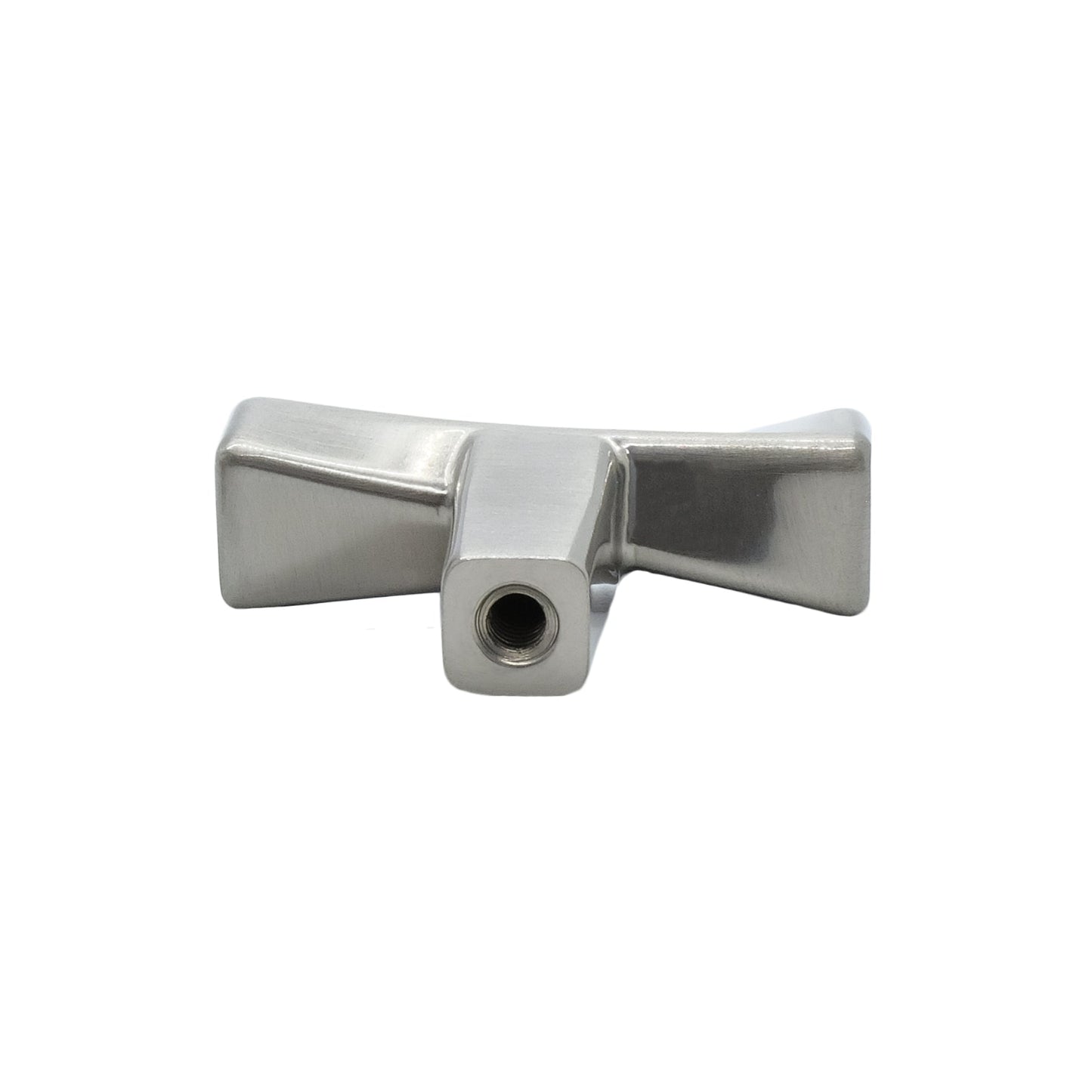 Twist t-knob in satin nickel - modern style hardware for kitchen and bathroom
