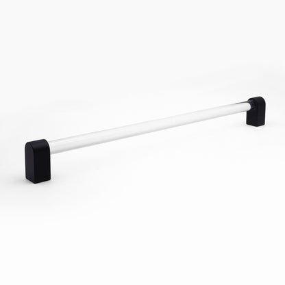 Clarity appliance pull in matte black - contemporary design with with solid brass stem and round bar