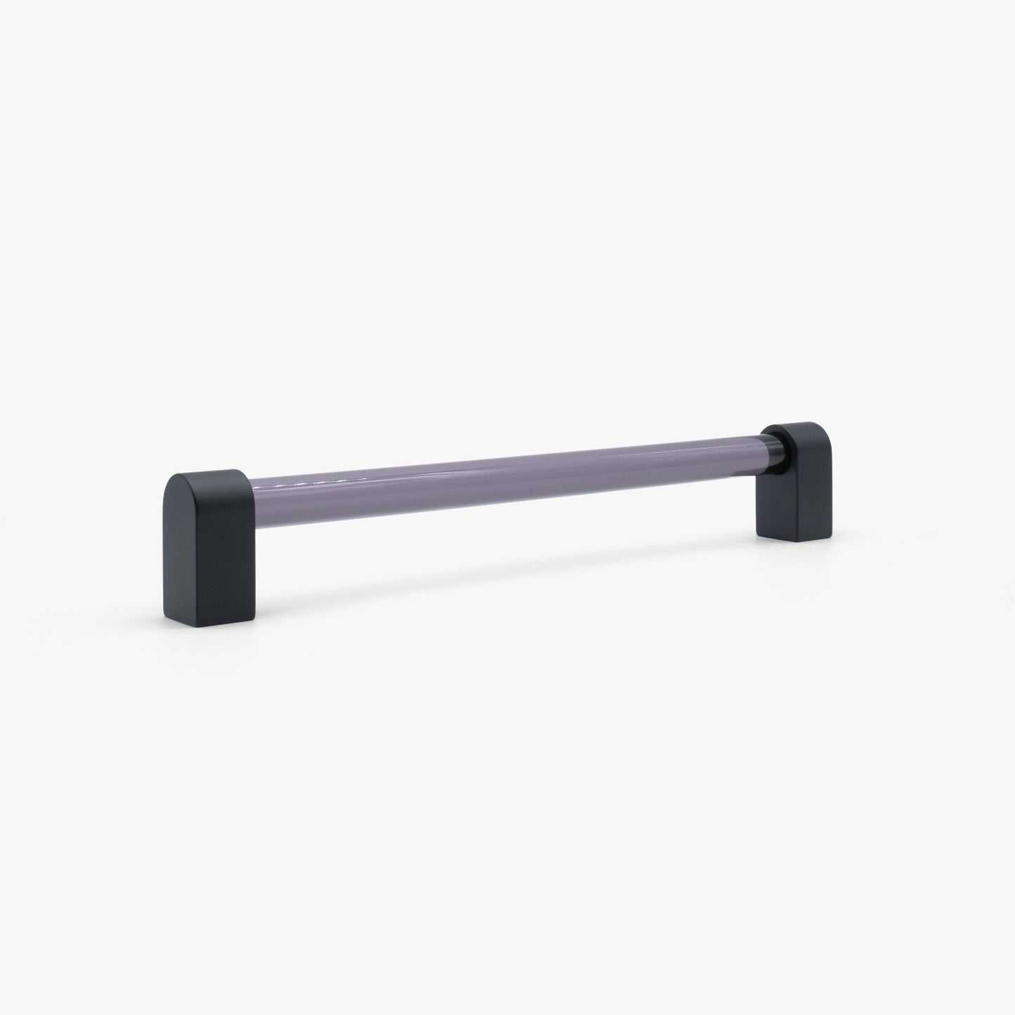 Clarity appliance pull in matte black with smoke acrylic handle for modern spaces