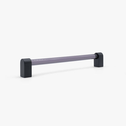 Clarity appliance pull in matte black with smoke acrylic handle for modern spaces