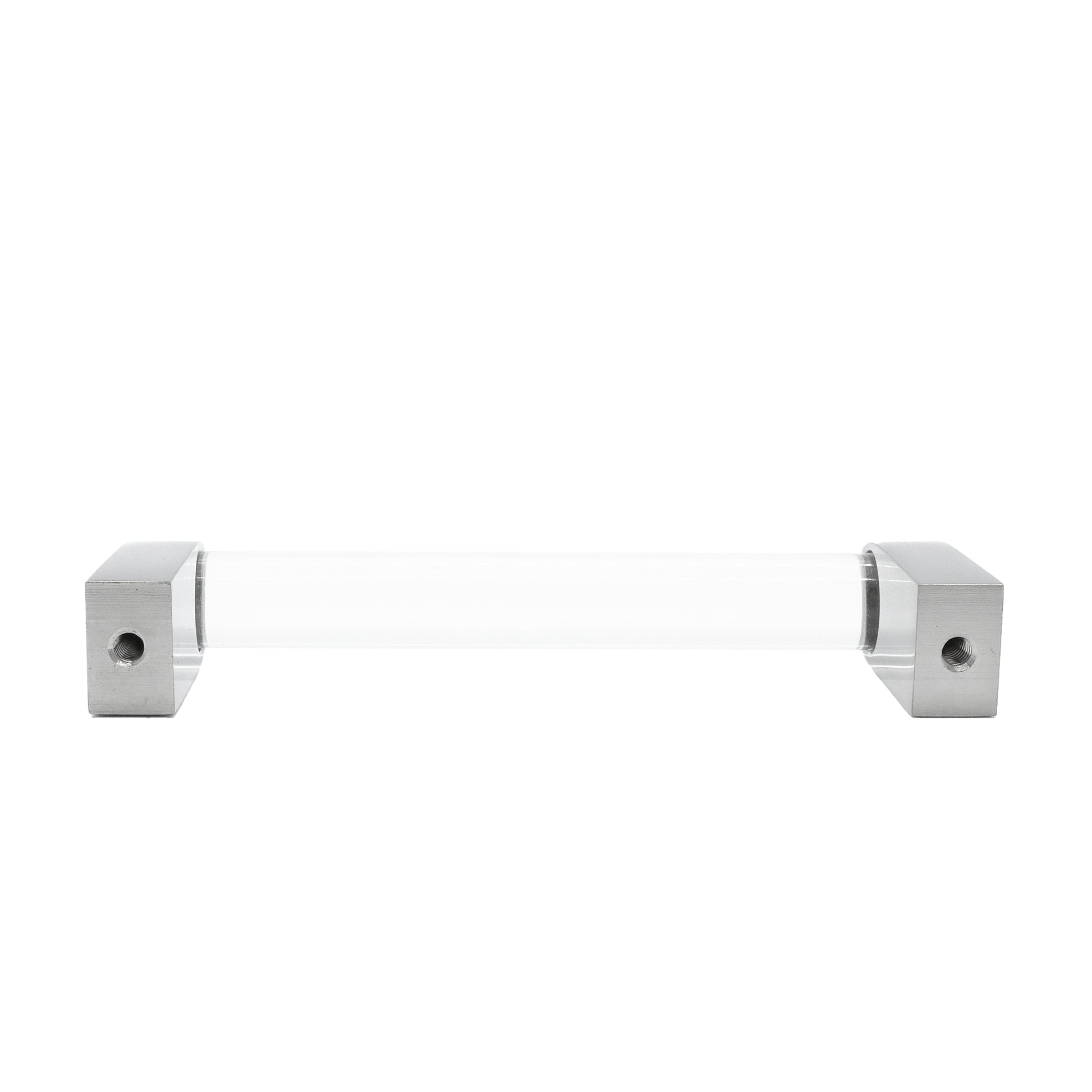Clarity pull with clear acrylic and satin nickel - minimal solid brass handle with rounded bar