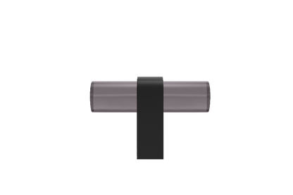 Clarity T-Knob in matte black with smoke acrylic, modern knobs for kitchens, bathrooms, and built-ins