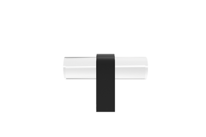 Clarity T-Knob in matte black with clear acrylic, modern knobs for kitchens, bathrooms, and built-ins