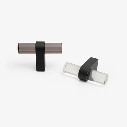 Clarity T-Knob in matte black and acrylic modern cabinet hardware for kitchens and bathrooms