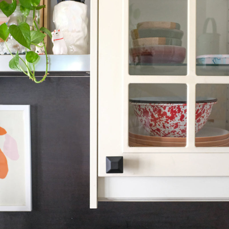 Diamond cabinet knob in matte black - minimal design for white cabinet doors and drawers