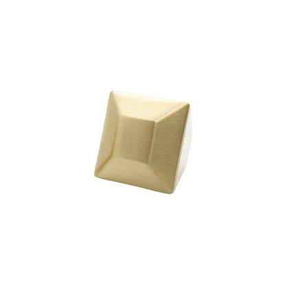 Diamond knob in satin brass with hexagonal shape for contemporary kitchen