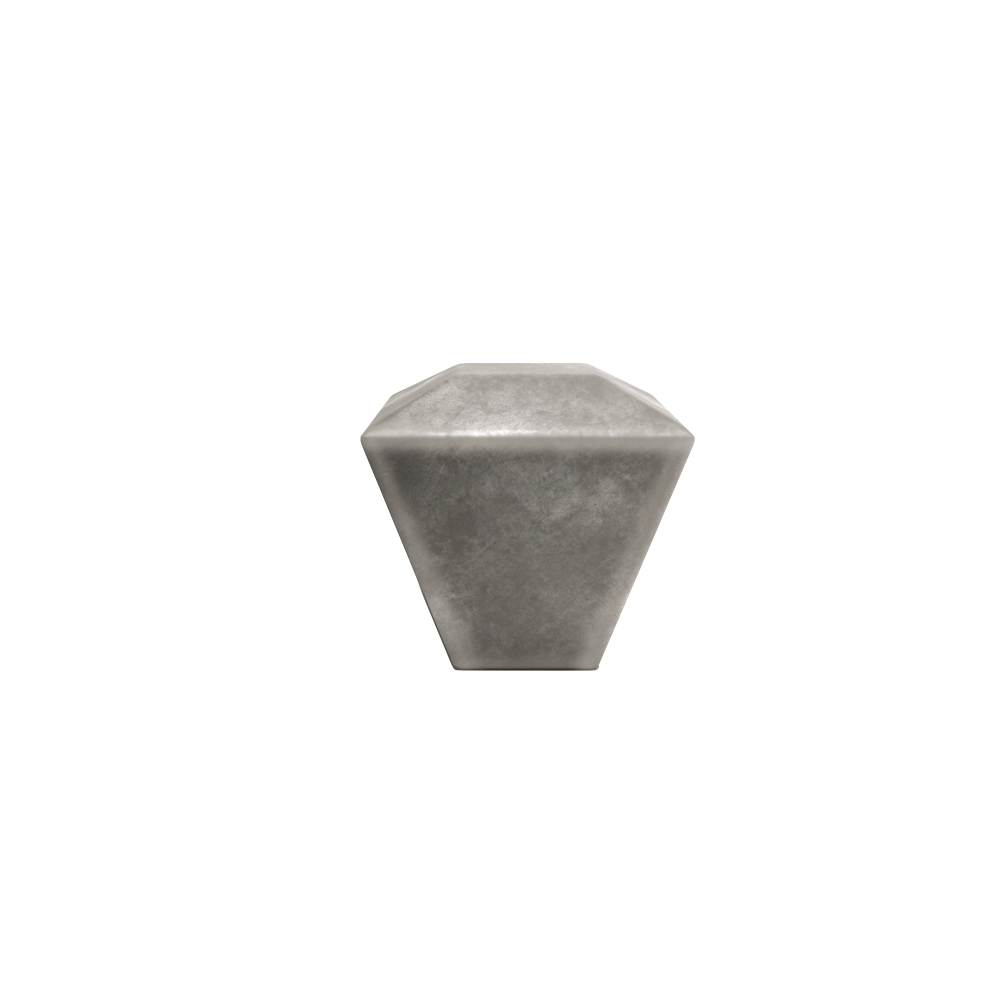 Diamond knob in weathered nickel -modern cabinet hardware with angular sides