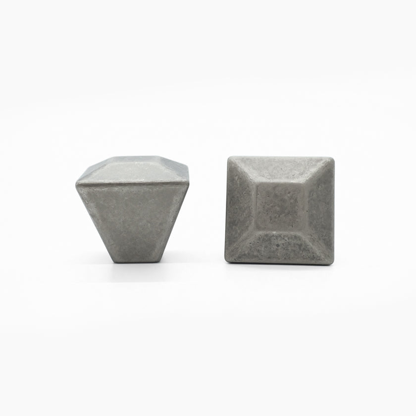 Diamond knobs in weathered nickel - modern geometric design
