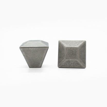 Diamond knobs in weathered nickel - modern geometric design