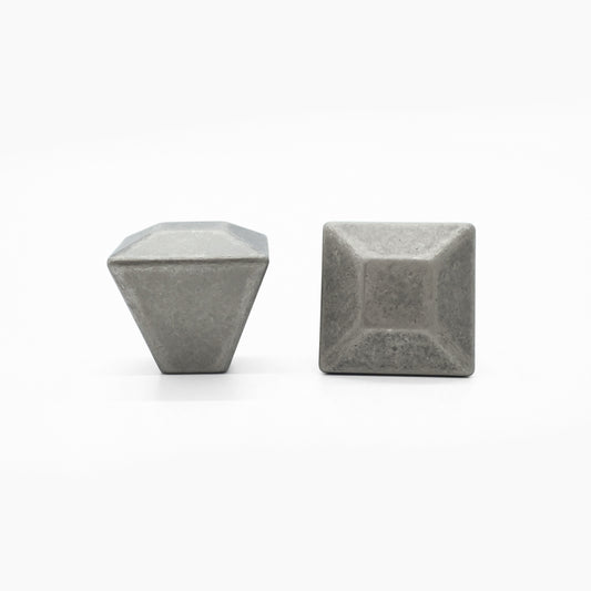 Diamond knobs in weathered nickel - modern geometric design