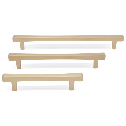Diamond pulls in satin brass - modern shaped and crafted for timeless appeal