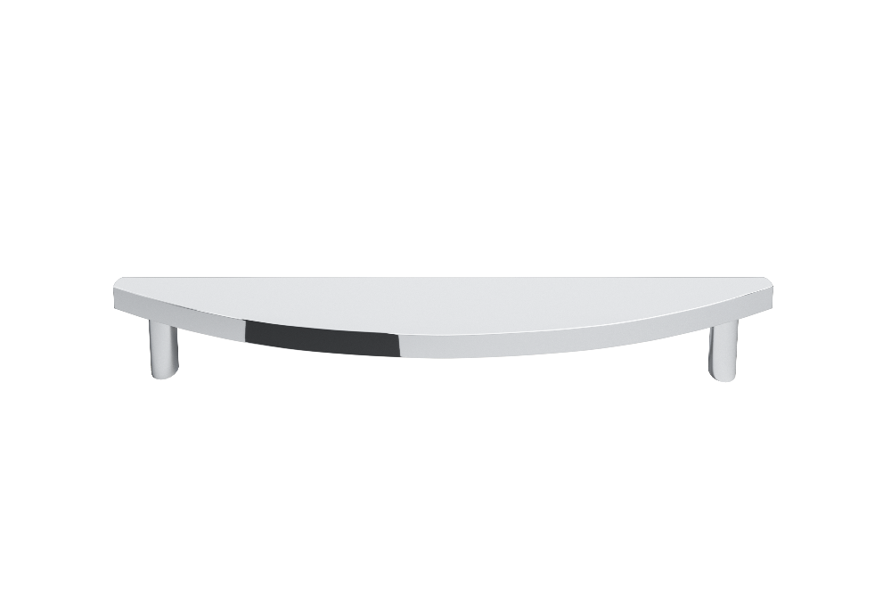 Refined half moon appliance pull for modern appliances in polished chrome