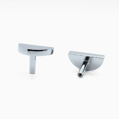 Curvy half moon cabinet knob in polished chrome - modern bathroom and vanity hardware
