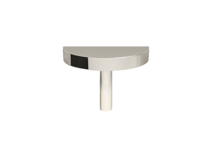 Shaped half moon knob in polished nickel with modern curves and geometry