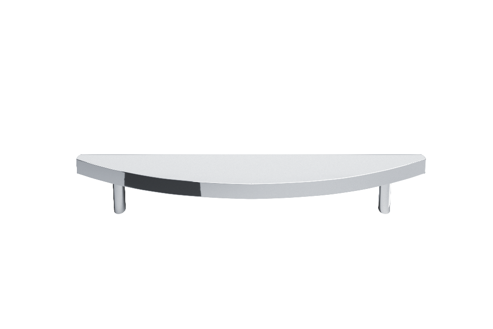Half moon pull in polished chrome - modern bathroom and vanity pull with soft curves