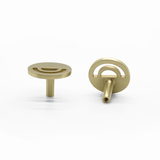 Horizon Knobs in satin brass - modern hardware for a modern home