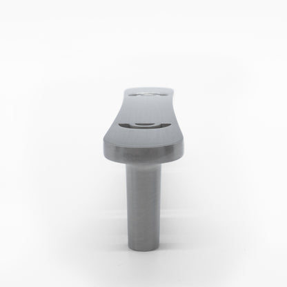 Closeup of horizon pull in satin nickel - smooth modern curvature