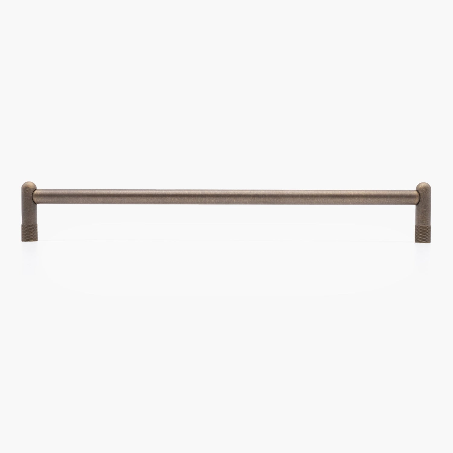 Knurled appliance pull in antique aged brass finish for timeless design