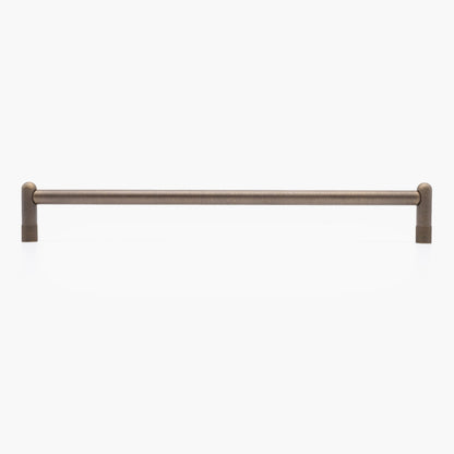 Knurled appliance pull in antique aged brass finish for timeless design
