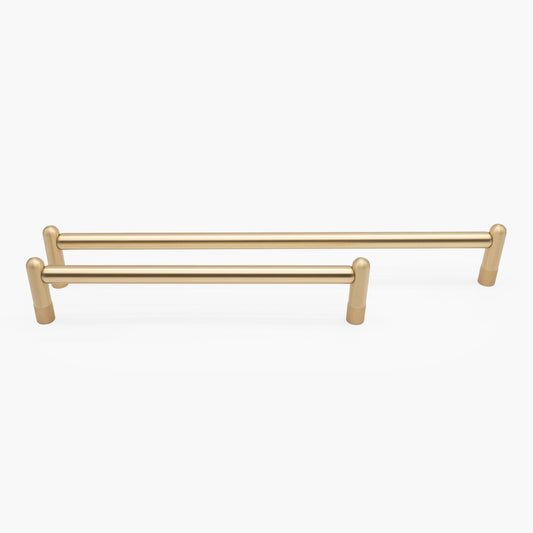 Knurled appliance pulls - modern hardware in satin brass for cabinets