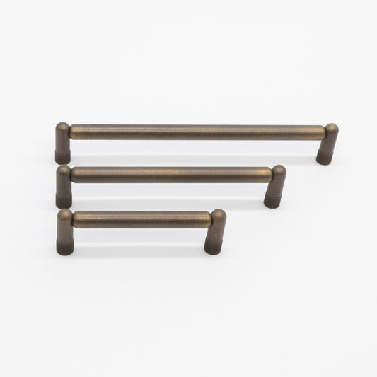 Knurled pull in aged brass - modern hardware for kitchen cabinets