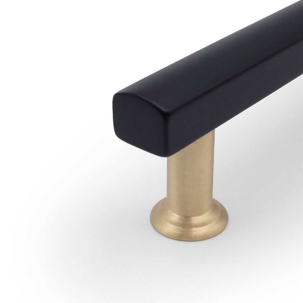 Mod cabinet pull in matte black and satin brass - modern two tone hardware for kitchen