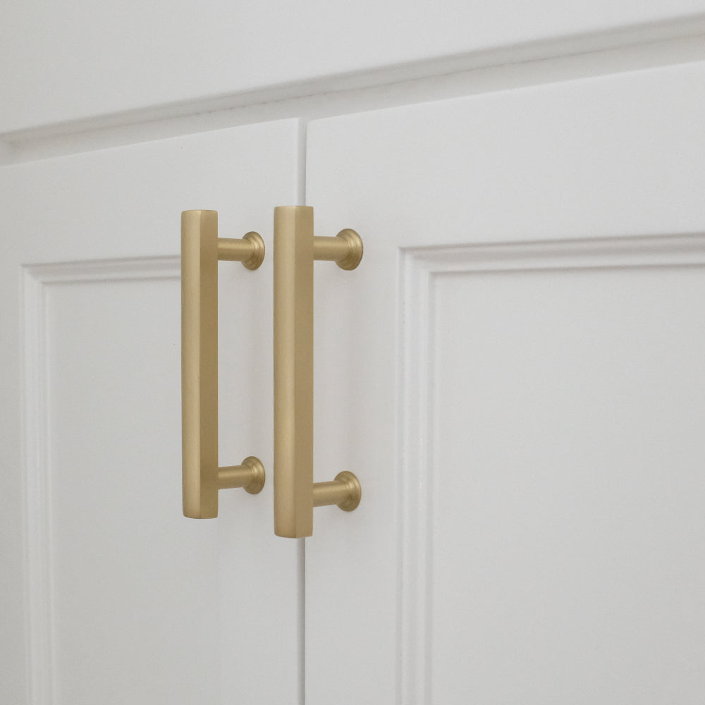 Mod cabinet pull in satin brass - modern hardware for kitchen cabinets and drawers