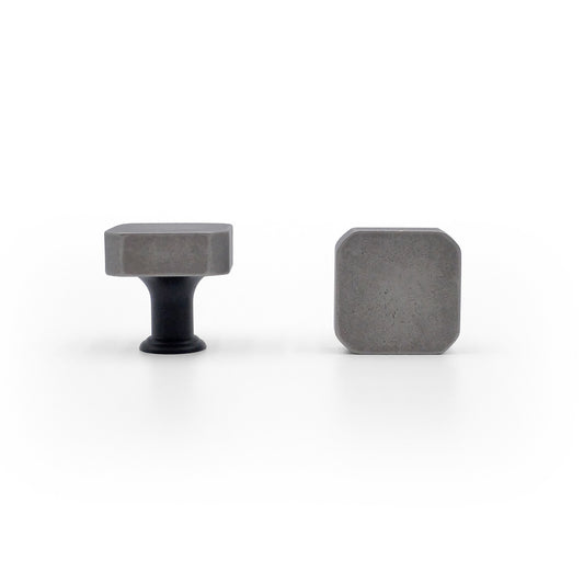 Mod knob in weathered nickel and matte black - modern two-tone knob for cabinets