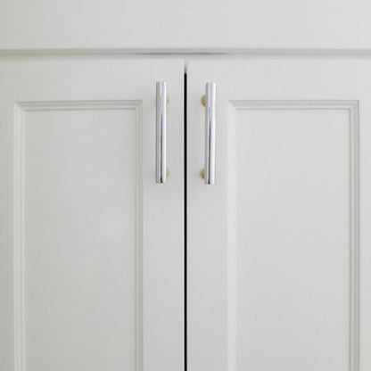 Mod pull in polished chrome and satin brass - modern solid brass handle