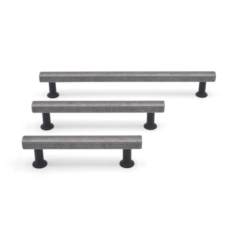 Mod pull in weathered nickel and matte black - modern two-tone for flat and shaker cabinets
