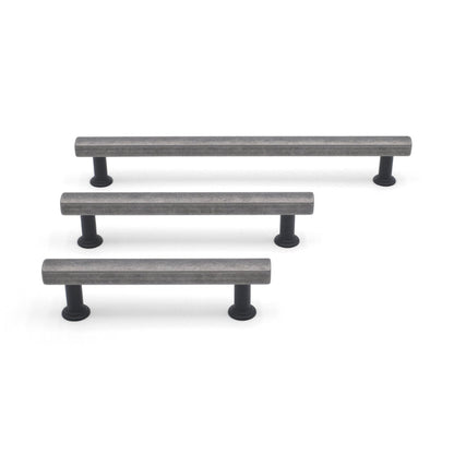 Mod pull in weathered nickel and matte black - modern two-tone for flat and shaker cabinets